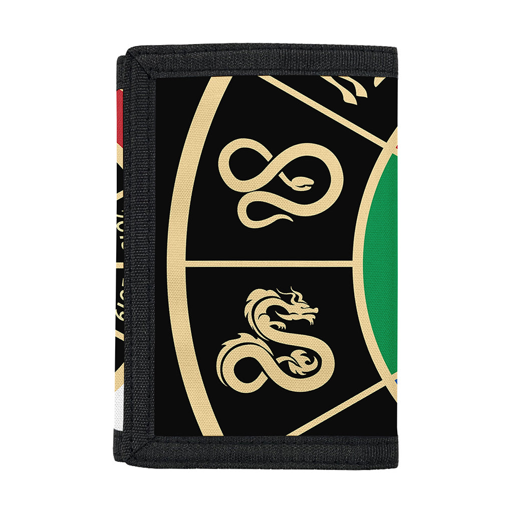 Chinese Zodiac Calendar Wheel Print Trifold Wallet