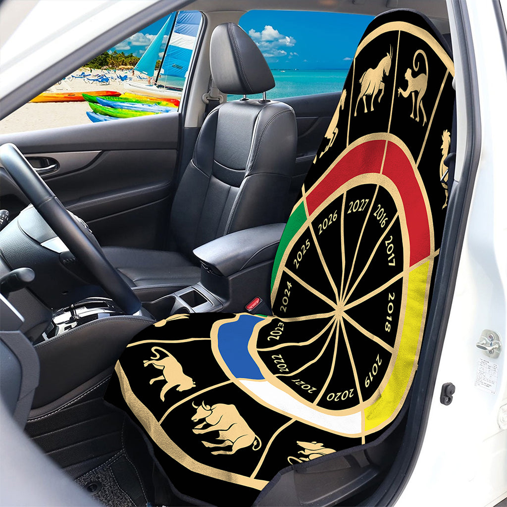 Chinese Zodiac Calendar Wheel Print Waterproof Car Seat Cover
