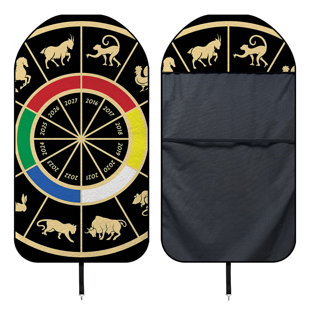 Chinese Zodiac Calendar Wheel Print Waterproof Car Seat Cover