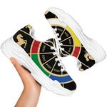 Chinese Zodiac Calendar Wheel Print White Chunky Shoes