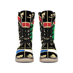 Chinese Zodiac Calendar Wheel Print Winter Boots