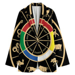 Chinese Zodiac Calendar Wheel Print Women's Blazer