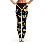 Chinese Zodiac Calendar Wheel Print Women's Leggings