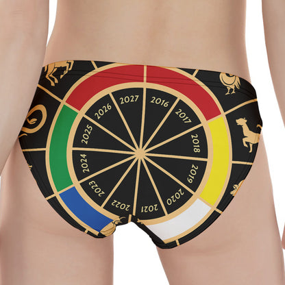 Chinese Zodiac Calendar Wheel Print Women's Panties