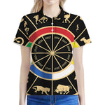 Chinese Zodiac Calendar Wheel Print Women's Polo Shirt
