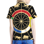 Chinese Zodiac Calendar Wheel Print Women's Polo Shirt