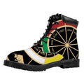 Chinese Zodiac Calendar Wheel Print Padded Collar Lace Up Boots