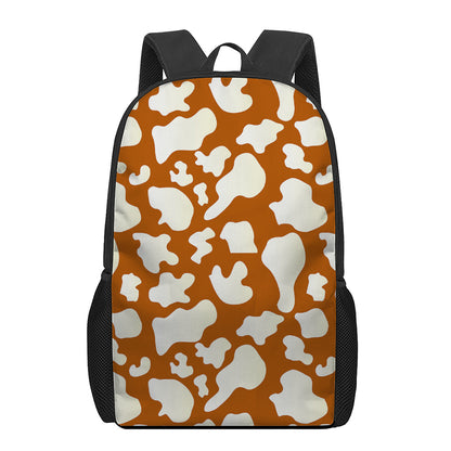 Chocolate And Milk Cow Print 17 Inch Backpack