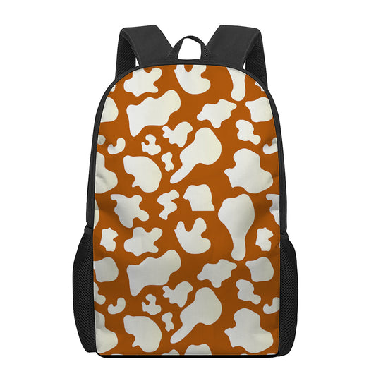 Chocolate And Milk Cow Print 17 Inch Backpack