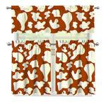 Chocolate And Milk Cow Print 3 Piece Kitchen Curtains