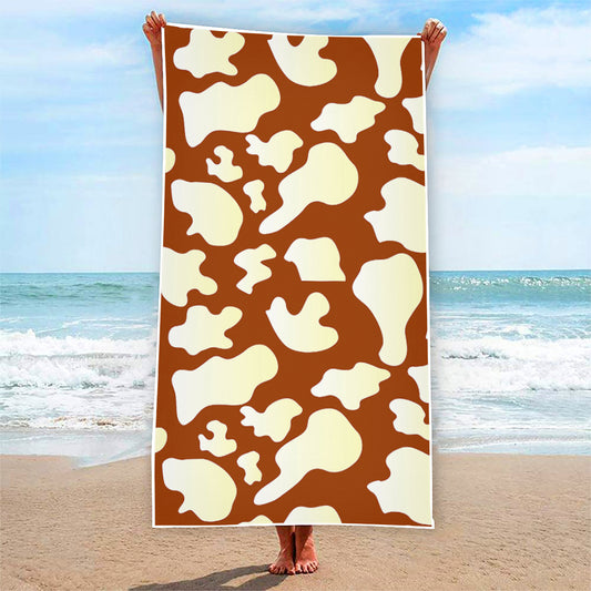 Chocolate And Milk Cow Print Beach Towel