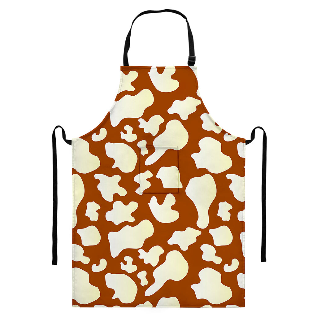 Chocolate And Milk Cow Print Bib Apron With Pocket