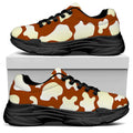Chocolate And Milk Cow Print Black Chunky Shoes