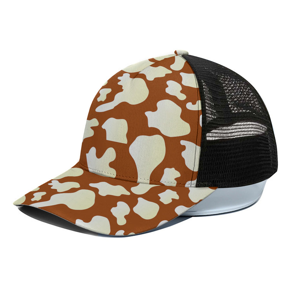 Chocolate And Milk Cow Print Black Mesh Trucker Cap