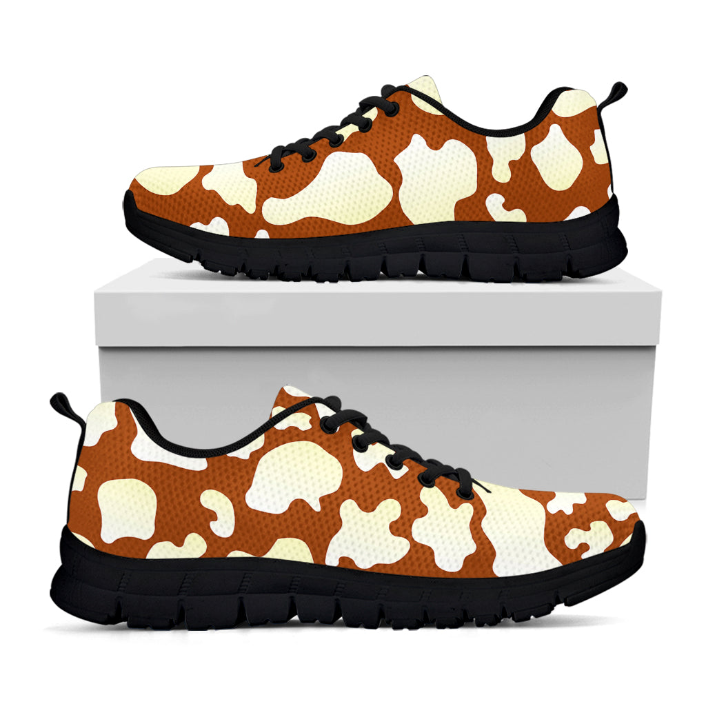 Chocolate And Milk Cow Print Black Running Shoes