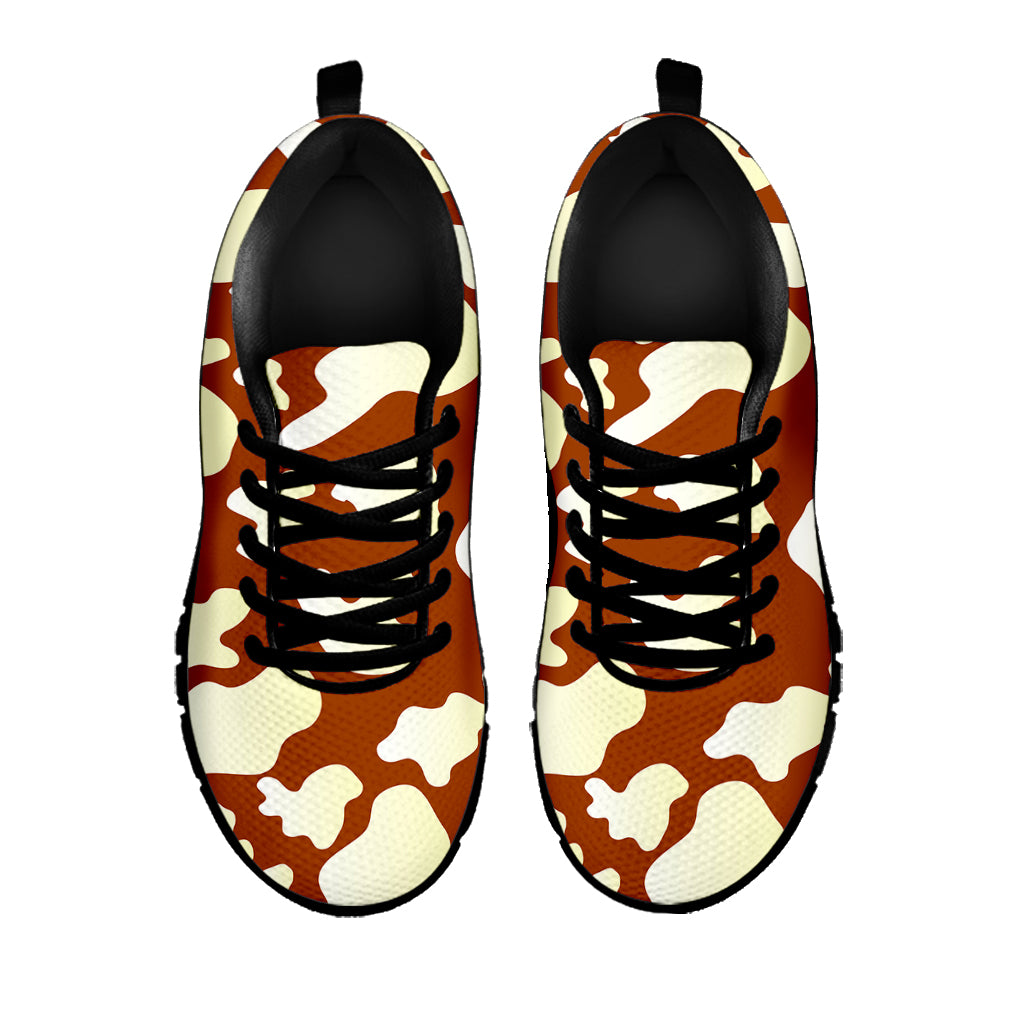 Chocolate And Milk Cow Print Black Running Shoes