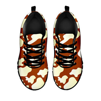 Chocolate And Milk Cow Print Black Running Shoes