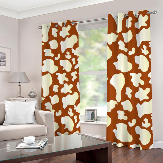 Chocolate And Milk Cow Print Blackout Grommet Curtains