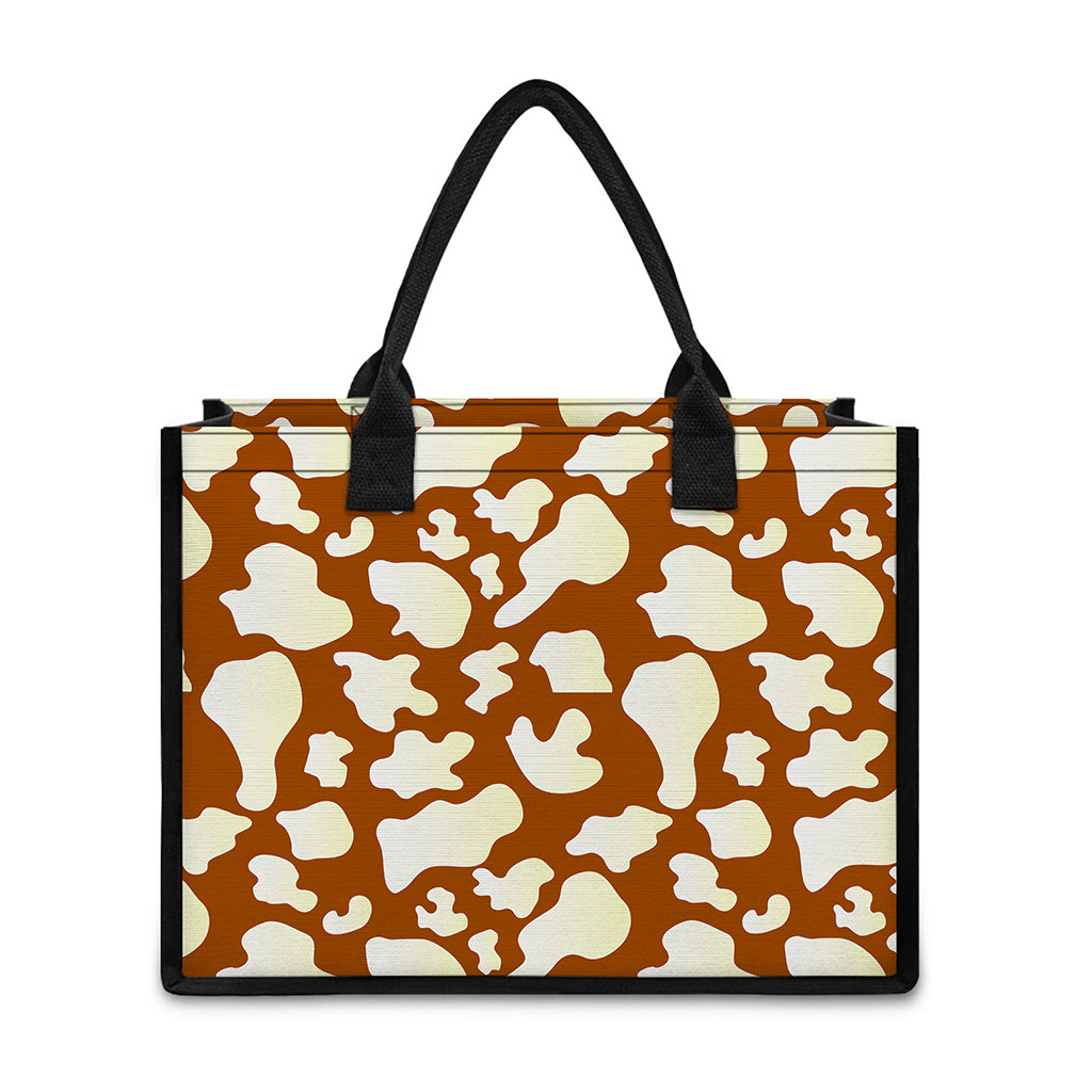 Chocolate And Milk Cow Print Canvas Tote Bag