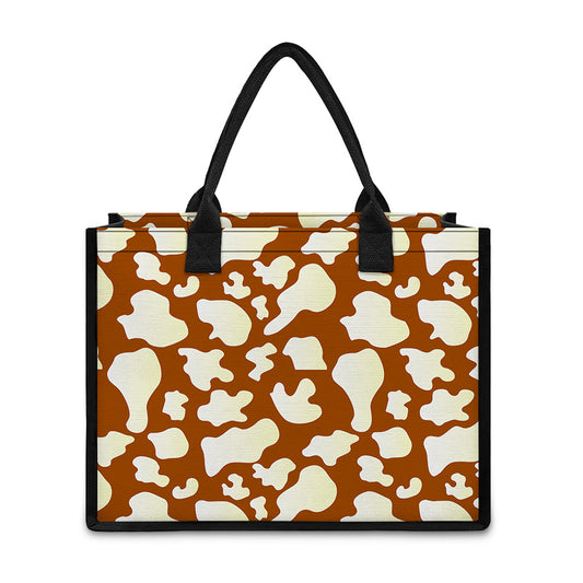Chocolate And Milk Cow Print Canvas Tote Bag