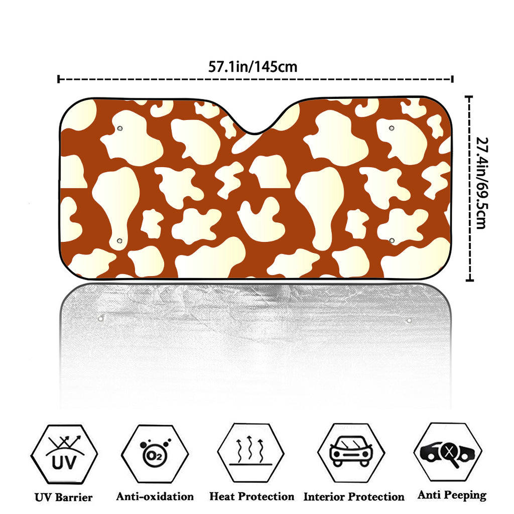 Chocolate And Milk Cow Print Car Windshield Sun Shade