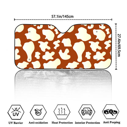Chocolate And Milk Cow Print Car Windshield Sun Shade
