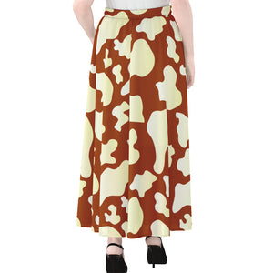 Chocolate And Milk Cow Print Chiffon Maxi Skirt