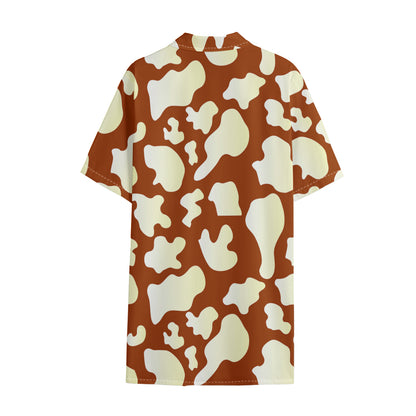 Chocolate And Milk Cow Print Cotton Hawaiian Shirt