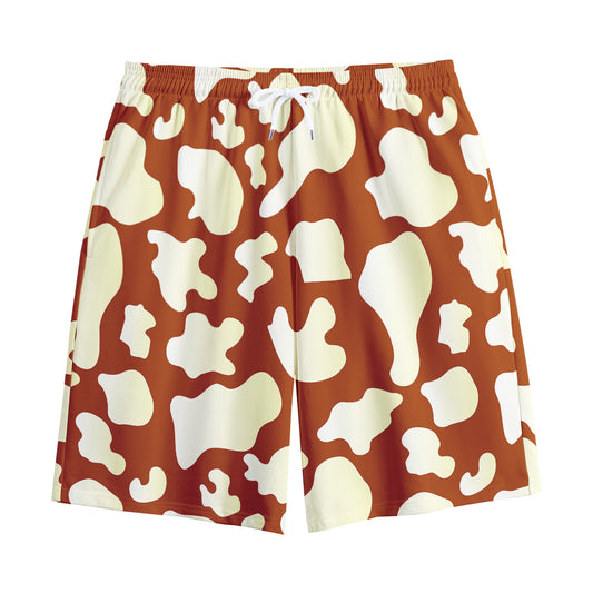 Chocolate And Milk Cow Print Cotton Shorts