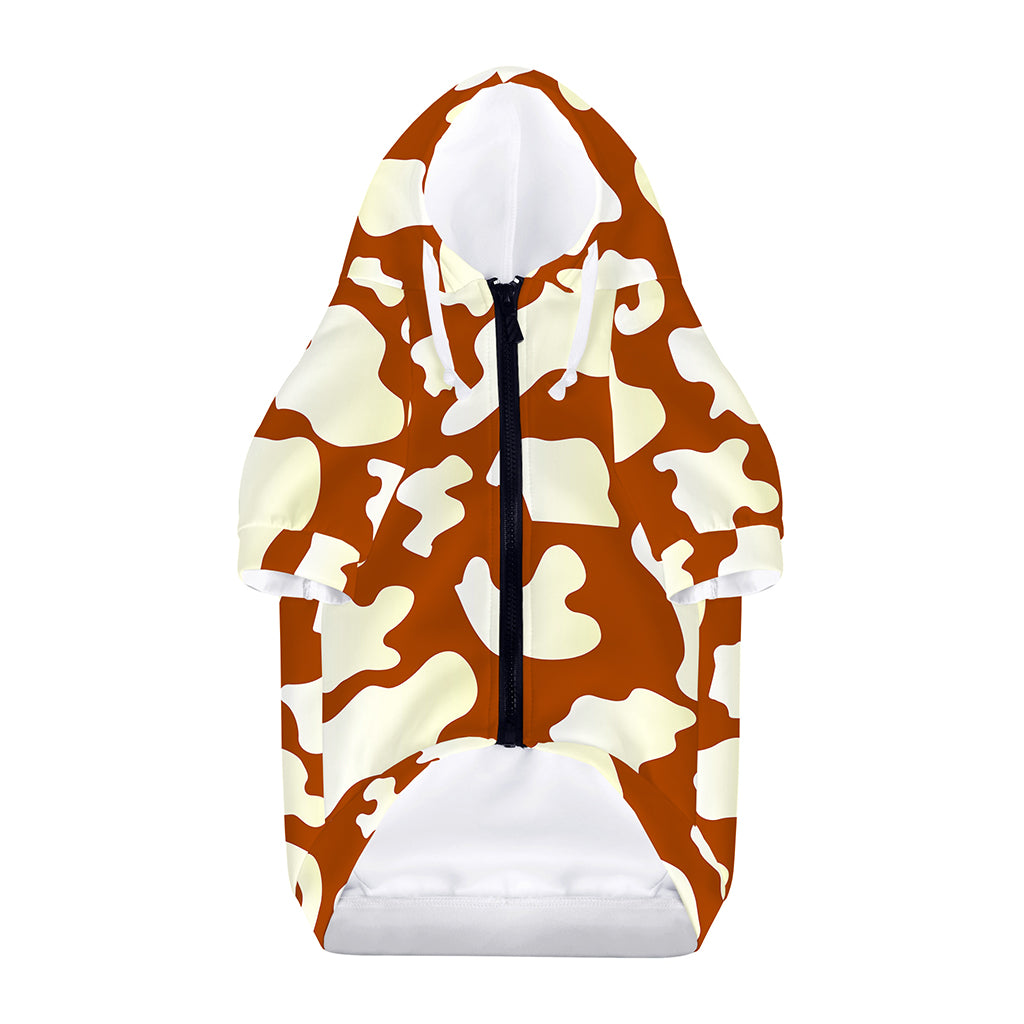Chocolate And Milk Cow Print Dog Zip Up Hoodie