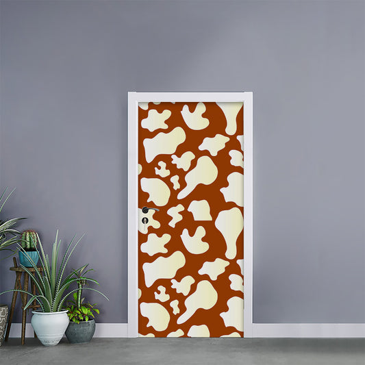 Chocolate And Milk Cow Print Door Sticker