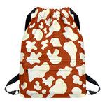 Chocolate And Milk Cow Print Drawstring Backpack