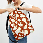 Chocolate And Milk Cow Print Drawstring Backpack
