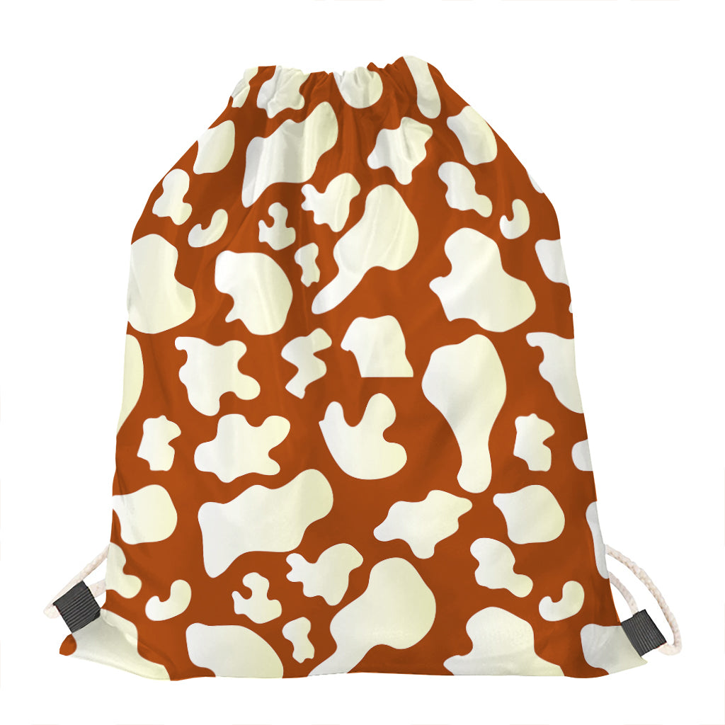 Chocolate And Milk Cow Print Drawstring Bag