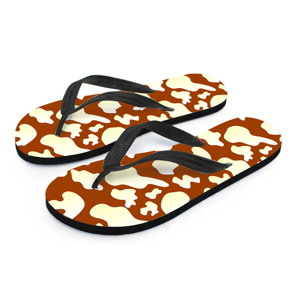 Chocolate And Milk Cow Print Flip Flops