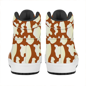 Chocolate And Milk Cow Print High Top Leather Sneakers