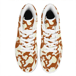 Chocolate And Milk Cow Print High Top Leather Sneakers