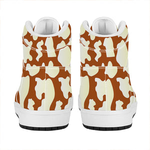 Chocolate And Milk Cow Print High Top Leather Sneakers