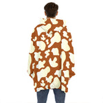 Chocolate And Milk Cow Print Hoodie Blanket