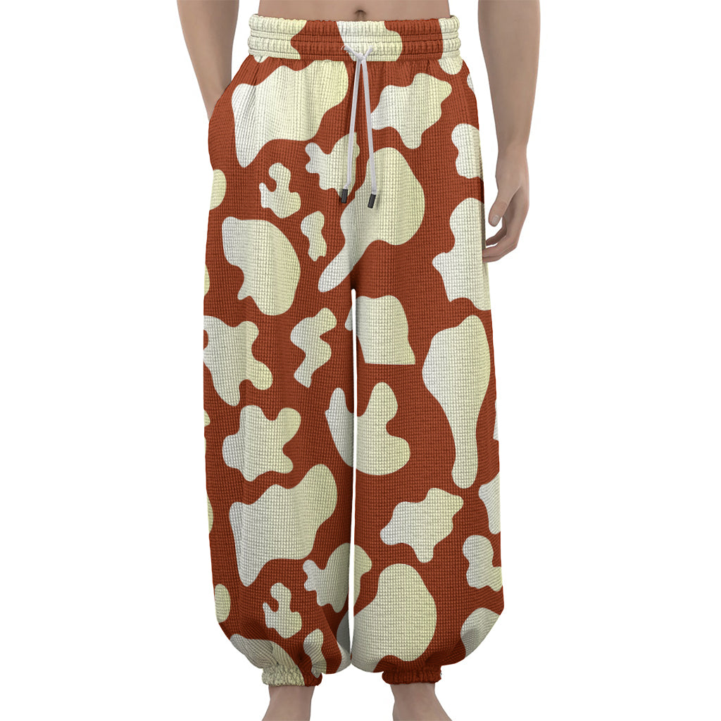 Chocolate And Milk Cow Print Lantern Pants