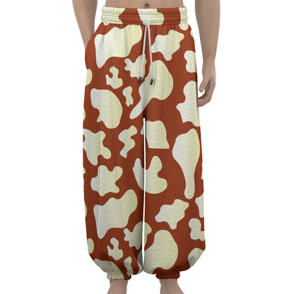 Chocolate And Milk Cow Print Lantern Pants