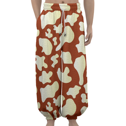 Chocolate And Milk Cow Print Lantern Pants