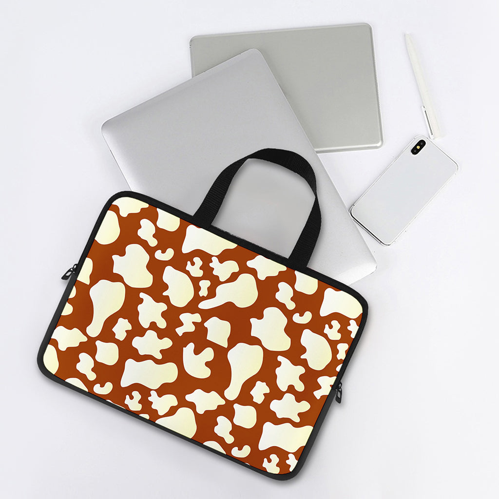Chocolate And Milk Cow Print Laptop Sleeve With Handle