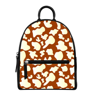 Chocolate And Milk Cow Print Leather Backpack