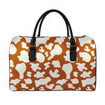 Chocolate And Milk Cow Print Leather Duffle Bag