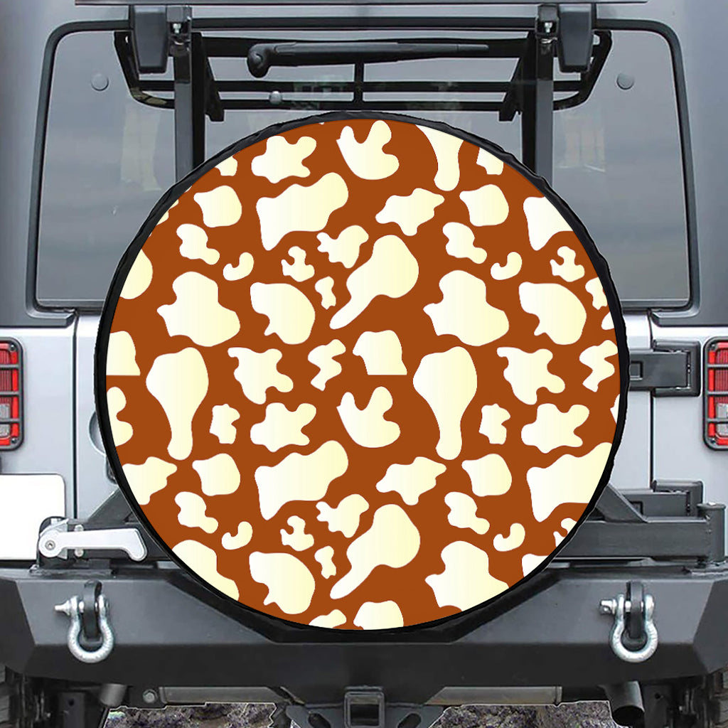 Chocolate And Milk Cow Print Leather Spare Tire Cover