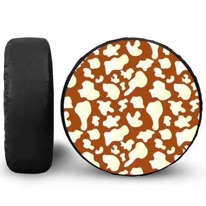 Chocolate And Milk Cow Print Leather Spare Tire Cover