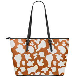 Chocolate And Milk Cow Print Leather Tote Bag