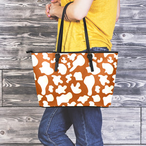 Chocolate And Milk Cow Print Leather Tote Bag