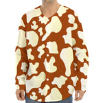 Chocolate And Milk Cow Print Long Sleeve Baseball Jersey